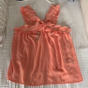 J. Crew Coral Ruffle Sleeveless Blouse